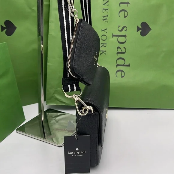 KATE SPADE Rosie Pebble Leather Small Flap Crossbody Black NWT - Picture 4 of 16